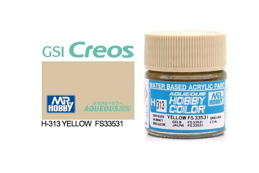 Mr Hobby Aqueous Semi Gloss Yellow FS33531 Acrylic Paint 10ml image 85702