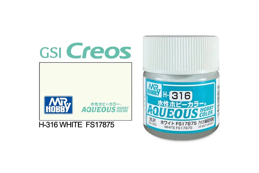Mr Hobby Aqueous Gloss White FS17875 Acrylic Paint 10ml image 85704