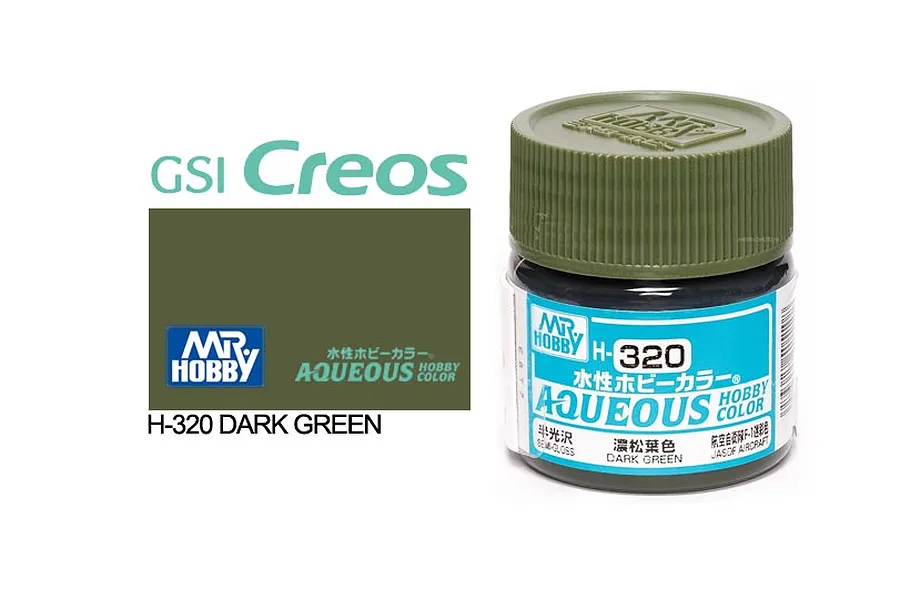 Mr Hobby Aqueous Semi Gloss Dark Green Acrylic Paint 10ml image 85707