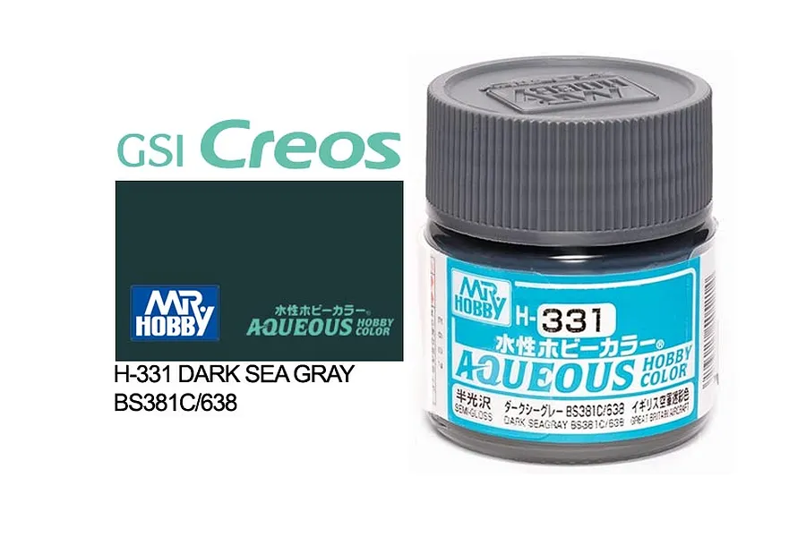 Mr Hobby Aqueous Semi Gloss Dark Sea Grey Acrylic Paint 10ml image 85713