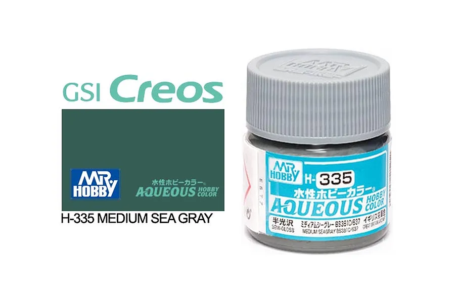 Mr Hobby Aqueous Semi Gloss Med Sea Grey Acrylic Paint 10ml image 85717
