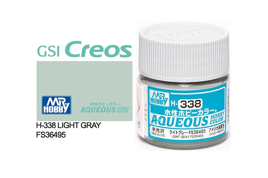 Mr Hobby Aqueous Semi Gloss Light Grey Acrylic Paint 10ml image 85719