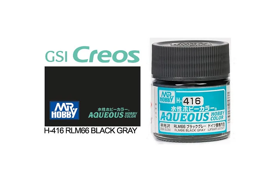 Mr Hobby Aqueous Semi Gloss RLM66 Black Grey Acrylic Paint 10ml image 85724