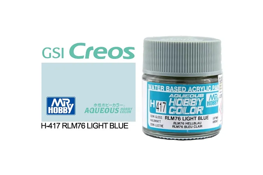 Mr Hobby Aqueous Semi Gloss RLM76 Light Blue Acrylic Paint 10ml image 85725