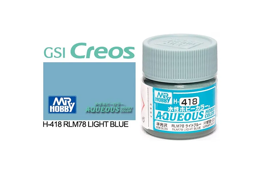 Mr Hobby Aqueous Semi Gloss RLM78 Light Blue Acrylic Paint 10ml image 85726