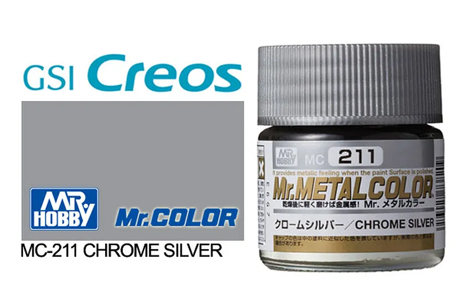 Mr Hobby Metal Chrome Silver Metallic Acrylic Paint 10ml image 1