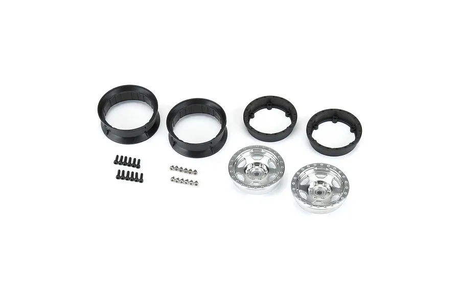 Pro-Line 1.9&amp;quot; Silver Aluminium Crestline Crawler Beadlocked Rims 2Pcs image 86293