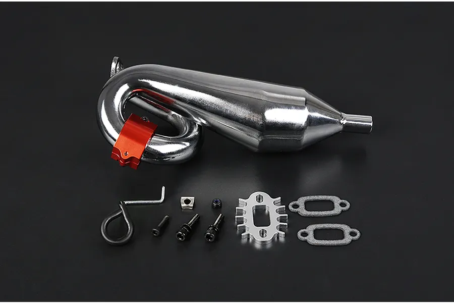Rovan Chrome Silenced Exhaust w/ Red Metal Mounted Clamp image 86545