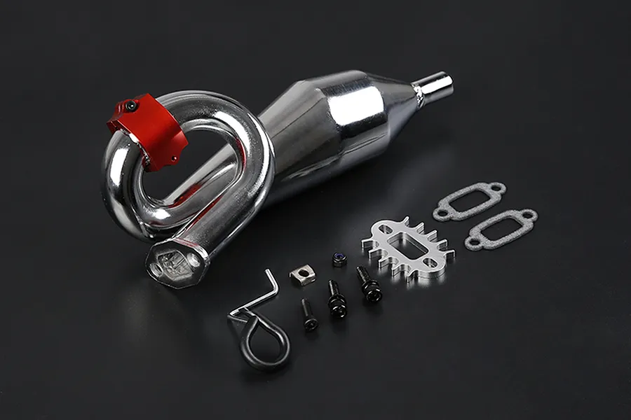 Rovan Chrome Silenced Exhaust w/ Red Metal Mounted Clamp image 86547