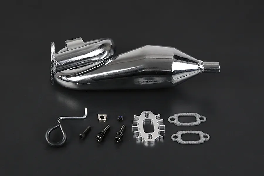 Rovan Chrome Silenced Exhaust w/ Silver Metal Mounted Clamp image 86554