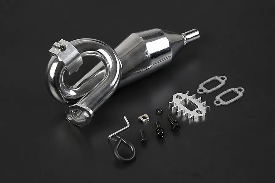 Rovan Chrome Silenced Exhaust w/ Silver Metal Mounted Clamp image 86556