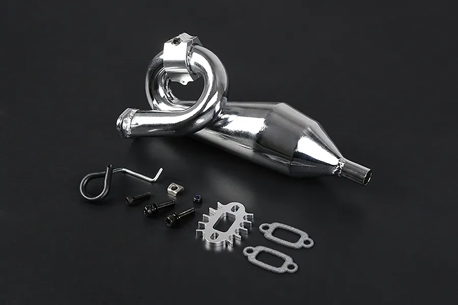 Rovan Chrome Silenced Exhaust w/ Silver Metal Mounted Clamp image 86557