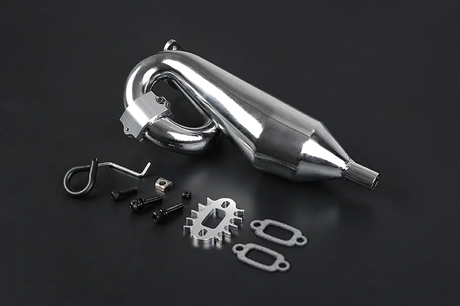Rovan Chrome Silenced Exhaust w/ Silver Metal Mounted Clamp image 86558