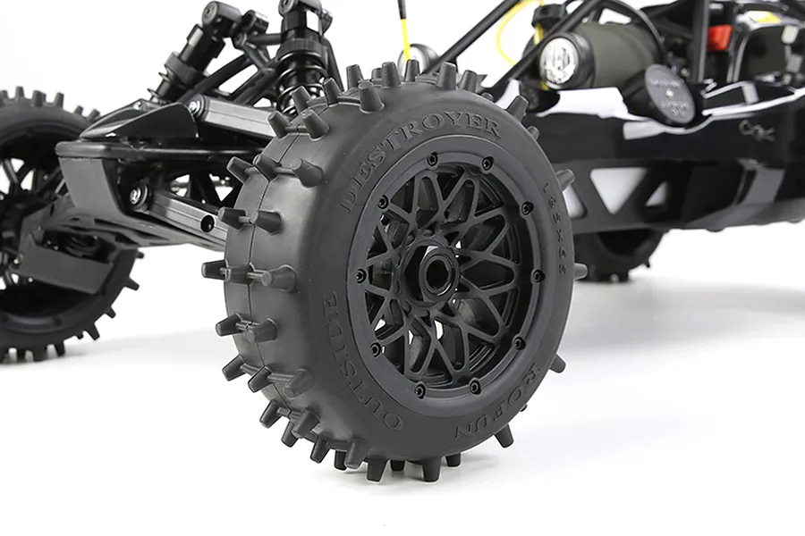 Rovan 4.7/5.5&amp;quot; Spike Front &amp;amp; Rear Tyres on Black Rims - Glued Wheels 4Pcs image 86606