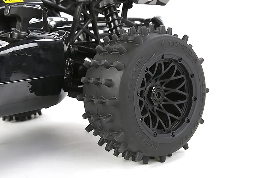 Rovan 4.7/5.5&amp;quot; Spike Front &amp;amp; Rear Tyres on Black Rims - Glued Wheels 4Pcs image 86607