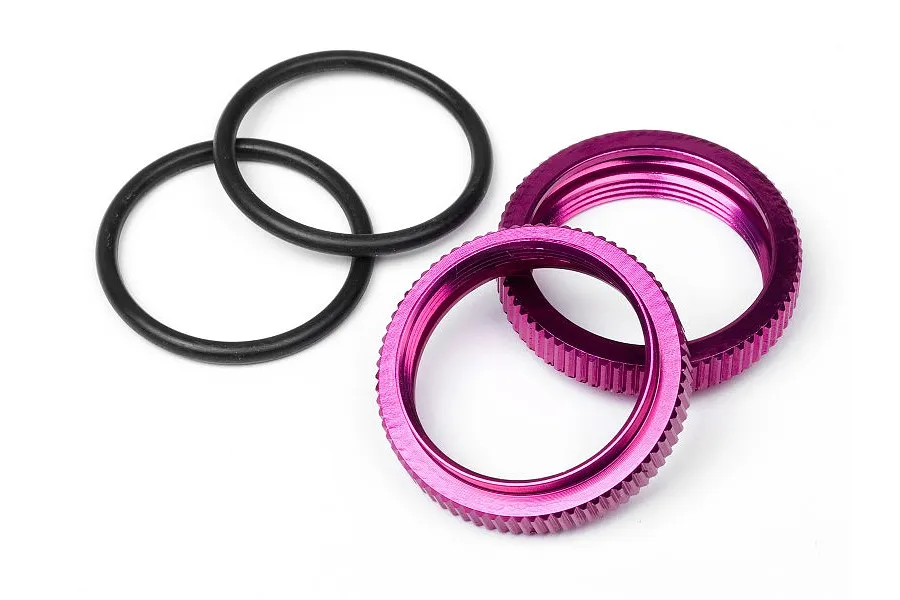 HB Vorza Purple Aluminium Big Bore Shock Spring Adjuster Nuts 2Pcs image 8669