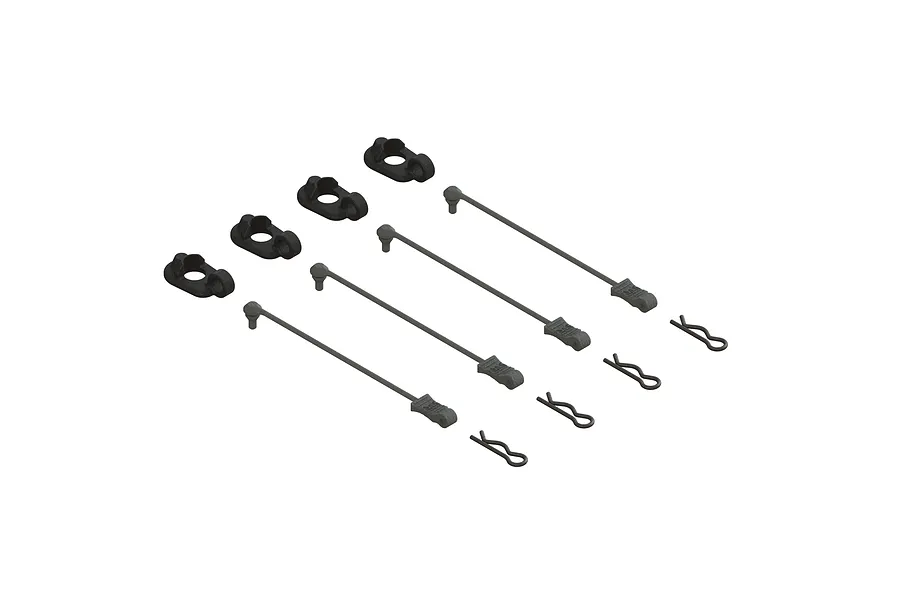 ARRMA 1/8 Black Body Pins w/ Clip Retainer 4Pcs image 86733