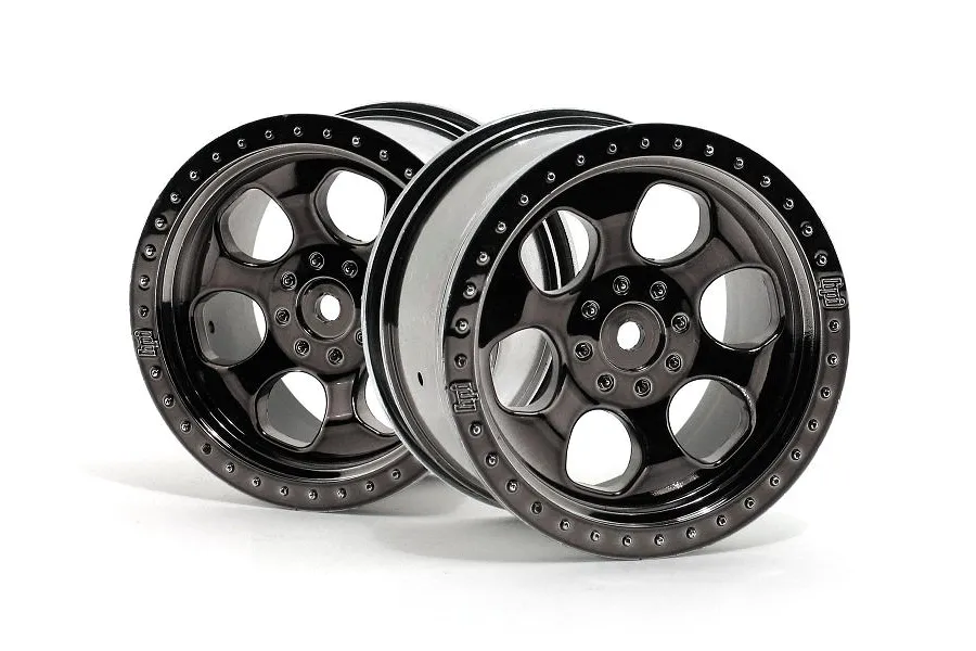 HPI 3.3&amp;quot; Savage 6-Spoke Black Chrome Rims 2Pcs image 8687