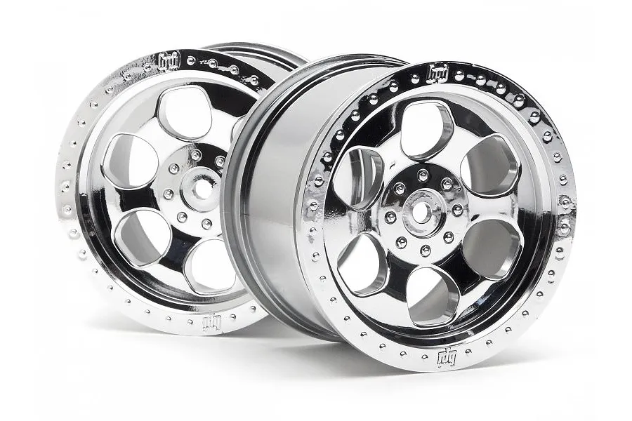 HPI 3.3&amp;quot; Savage 6-Spoke Chrome Rims 2Pcs image 8688