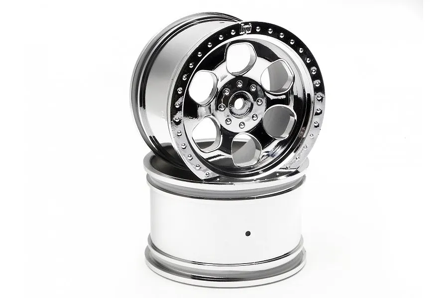 HPI 3.3&amp;quot; Savage 6-Spoke Chrome Rims 2Pcs image 8690