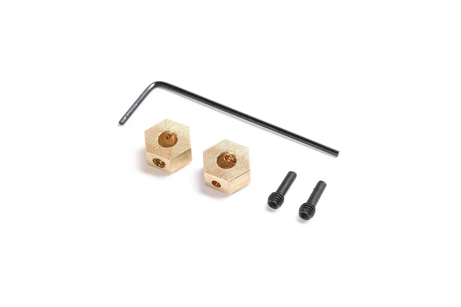Axial Brass (1g) Wheel Hexes w/ Grub Pin &amp;amp; Tool 2Pcs image 86939