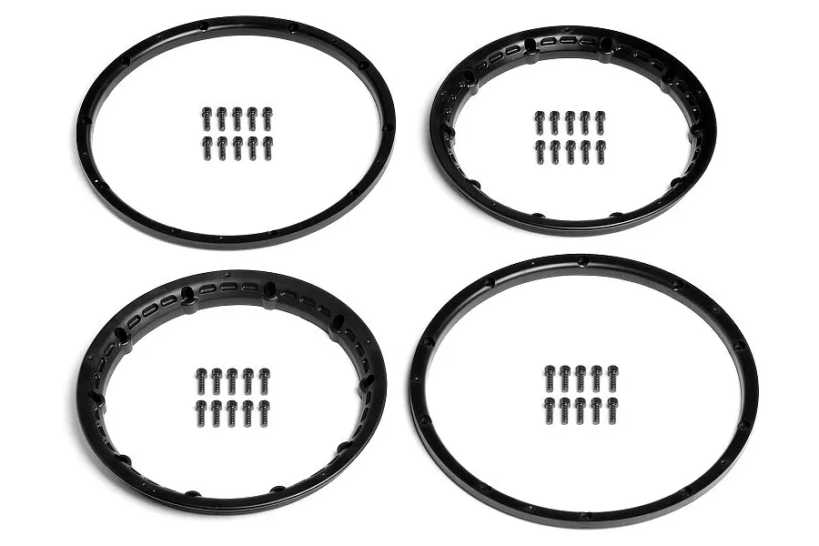HPI Baja 5B/5SC/5T Heavy Duty Front/Rear Black Beadlocks w/ Screws 2Pcs image 8718