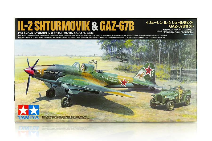 Tamiya 1/48 Ilyushin Il-2 Shturmovik &amp;amp; Gaz 67B Model Kit image 87198