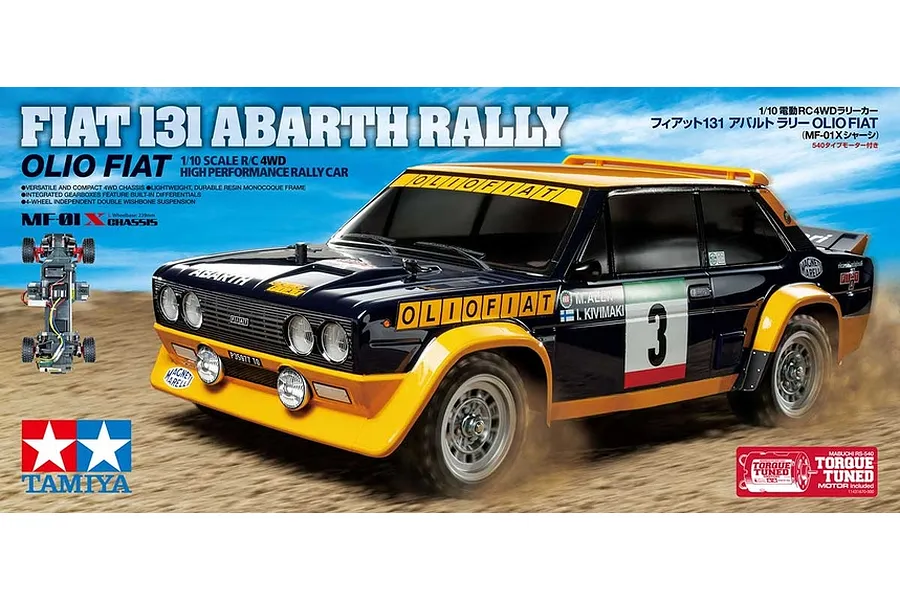 Shin じいちゃん　タミヤ FIAT 131 ABARTH RALLY Tamiya MF-01X Fiat 131 Abarth Olio RC Rally Car Electric 4WD 1/10