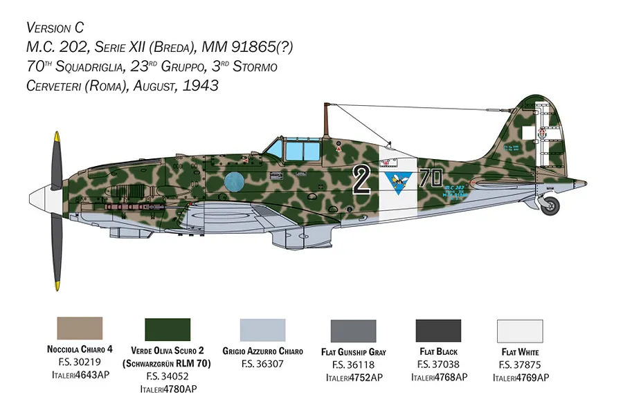 Italeri 1/32 Macchi M.C. 202 Folgore Fighter Model Kit image 87251