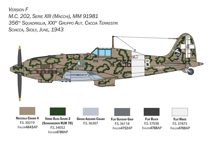Italeri 1/32 Macchi M.C. 202 Folgore Fighter Model Kit image 87256