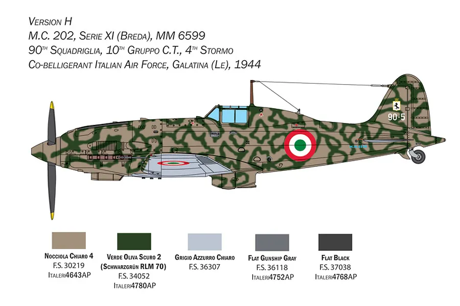 Italeri 1/32 Macchi M.C. 202 Folgore Fighter Model Kit image 87258