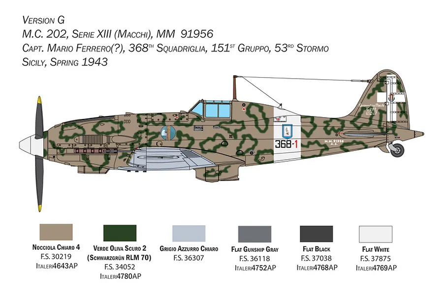 Italeri 1/32 Macchi M.C. 202 Folgore Fighter Model Kit image 87259