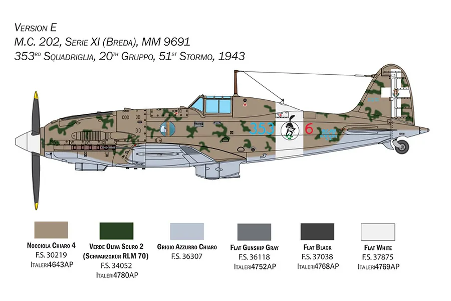 Italeri 1/32 Macchi M.C. 202 Folgore Fighter Model Kit image 87260