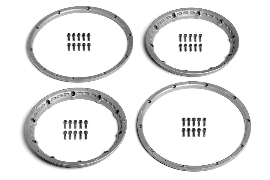 HPI Baja 5B/5SC/5T Heavy Duty Front/Rear Silver Beadlocks w/ Screws 2Pcs image 8731