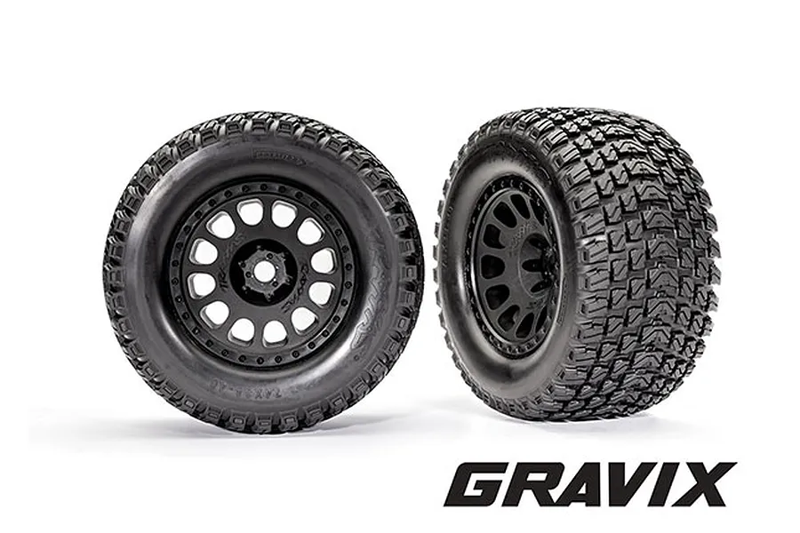 Traxxas 4&amp;quot; Gravix Race Tyres on Black Rims - Glued Wheels 2Pcs image 87312