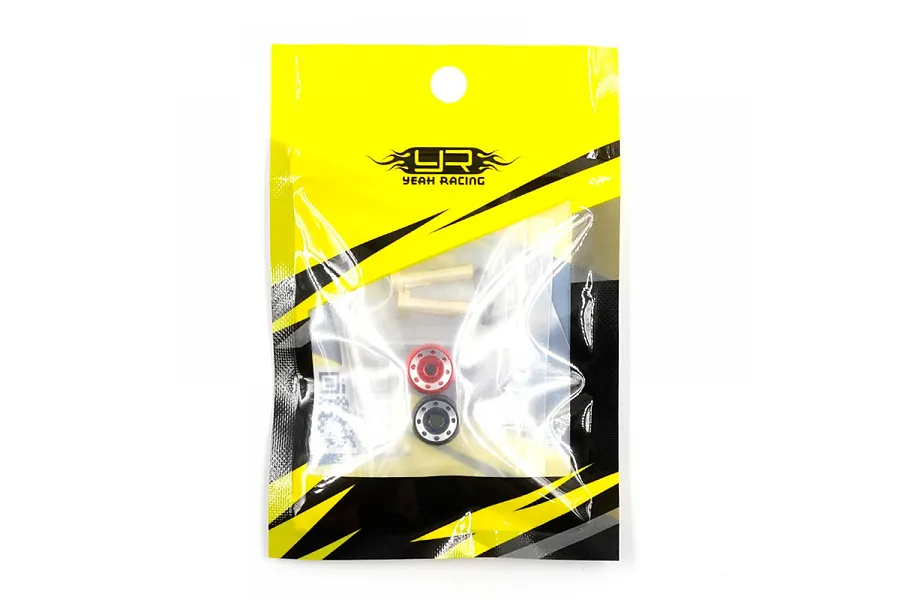 Yeah Racing 4mm bullet plug grips in a yellow and black branded plastic retail bag.