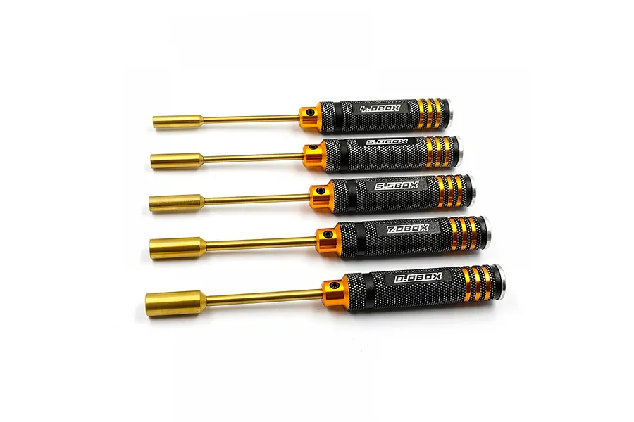 Yeah Racing Black/Gold Aluminium Hex &amp;amp; Lock Nut Drivers w/ Tool Stand image 87422