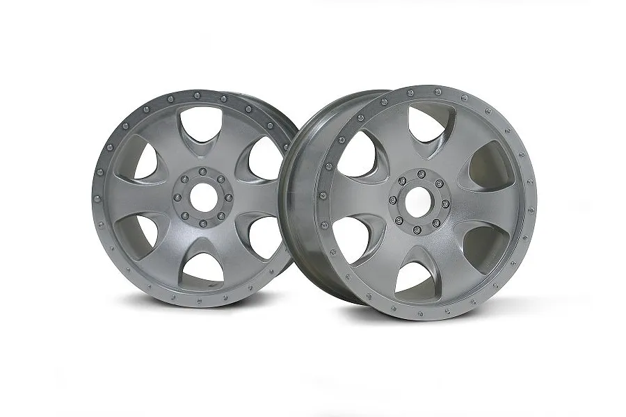 HPI 3.3&amp;quot; Savage Warlock Matte Chrome Rims 2Pcs image 8751
