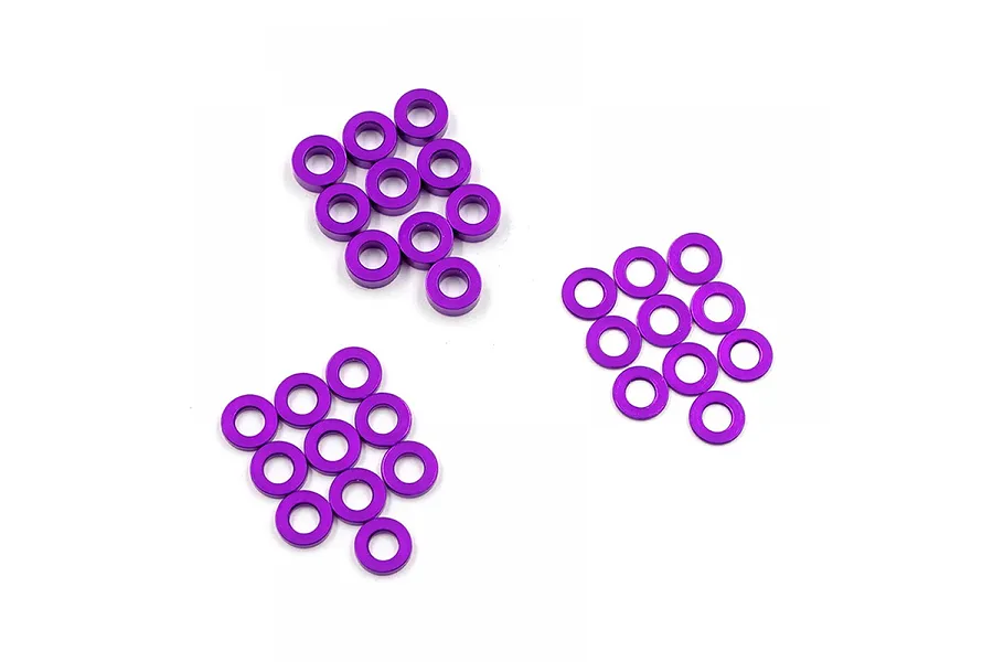 Yeah Racing Aluminium 2.5x5x0.5, 1, 2mm Flat Washer Set - Purple image 87503