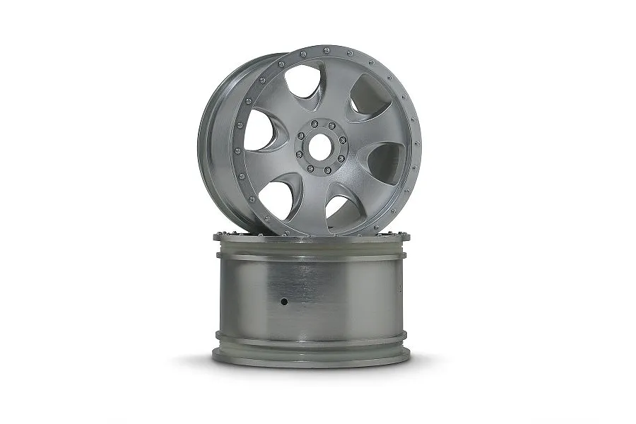 HPI 3.3&amp;quot; Savage Warlock Matte Chrome Rims 2Pcs image 8752