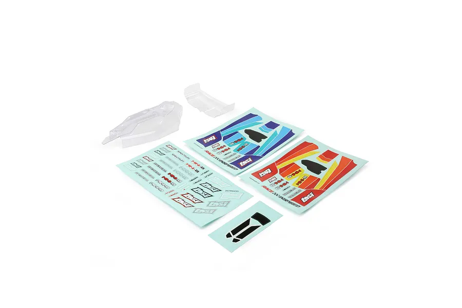 Losi 1/16 Mini B Unpainted Body Shell &amp;amp; Wing - Clear image 87579