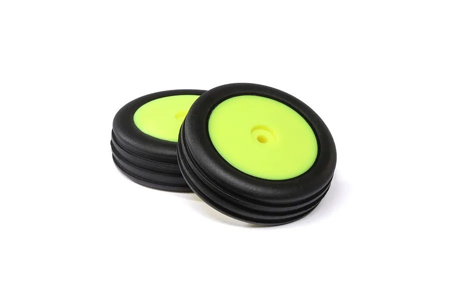 Losi 1/16 Wide Body Rib Front Buggy Tyres on Yellow Dish Rims - Glued Wheels 2Pcs image 87581