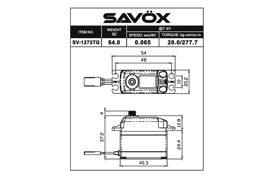 Savox Orange Aluminium 25kg 8.4V HV Plus Standard Coreless Metal Geared Servo image 87625