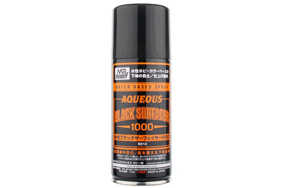 Mr Hobby Spray Black Aqueous Surfacer 1000 170ml image 87931