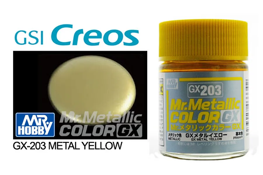 Mr Hobby GX Metallic Yellow Acrylic Paint 18ml image 87971