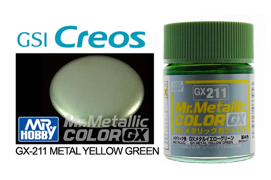 Mr Hobby GX Metallic Yellow Green Acrylic Paint 18ml image 87982