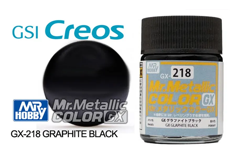 Mr Hobby GX Metallic Graphite Black Acrylic Paint 18ml image 87994