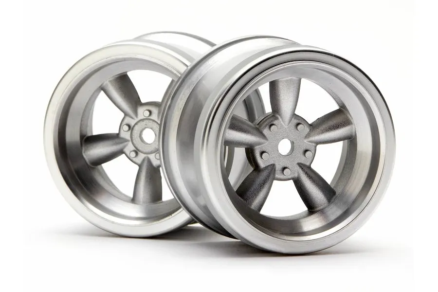 HPI 1.9&amp;quot; (6mm Off-Set) Vintage 5 Spoke Matte Chrome Rims 2Pcs image 8801