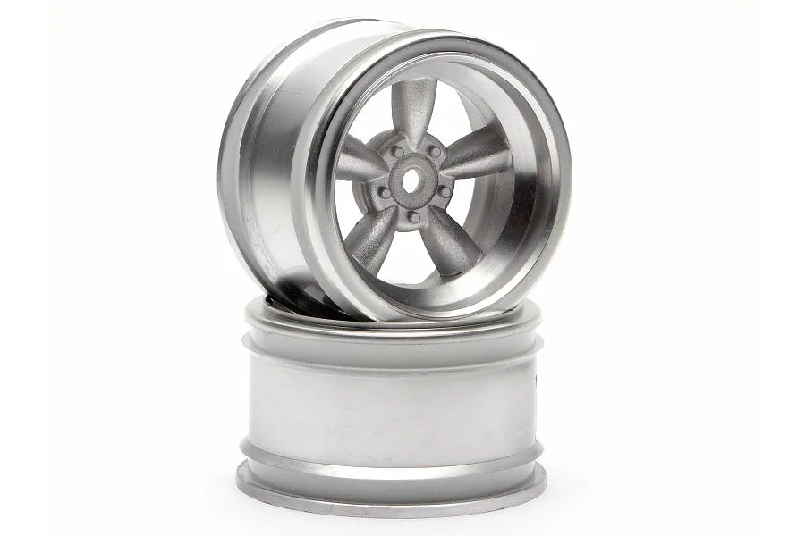 HPI 1.9&amp;quot; (6mm Off-Set) Vintage 5 Spoke Matte Chrome Rims 2Pcs image 8803