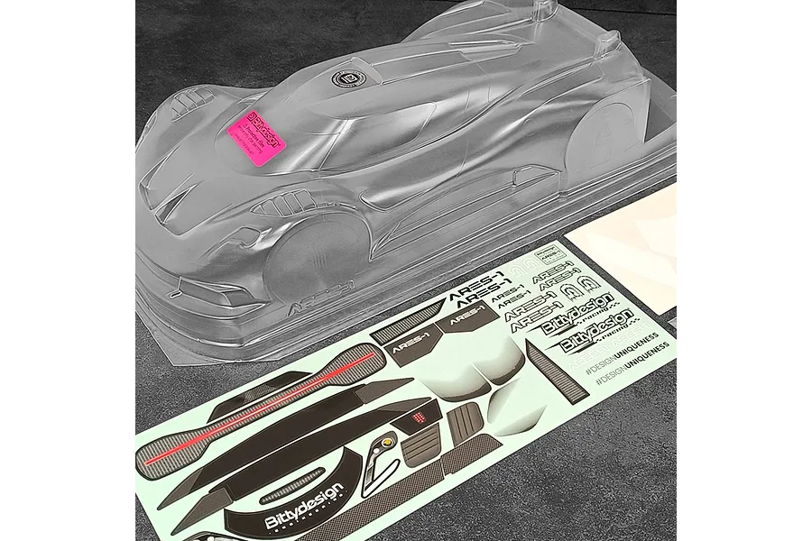 Bittydesign 1/10 ARES-1 Unpainted Body Shell w/ Decals - Clear image 88223